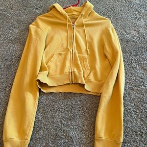 size small yellow cropped jacket from pacsun